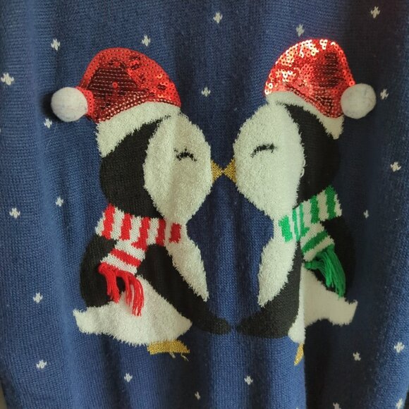 Christmas Cute Ugly Sweater Size L Penguins Holiday Party-lp - Picture 4 of 12